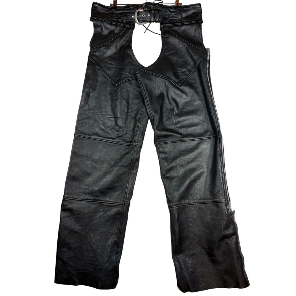 Harley Davidson Leather Motorcycle Chaps Black Biker Rock Americana Riding Pant